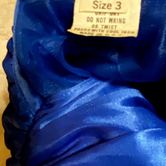 VINTAGE 90's VARIATIONS LTD Womens Satiny Royal Blue Drapery Cocktail Dress Sz 3 - Picture 11 of 12